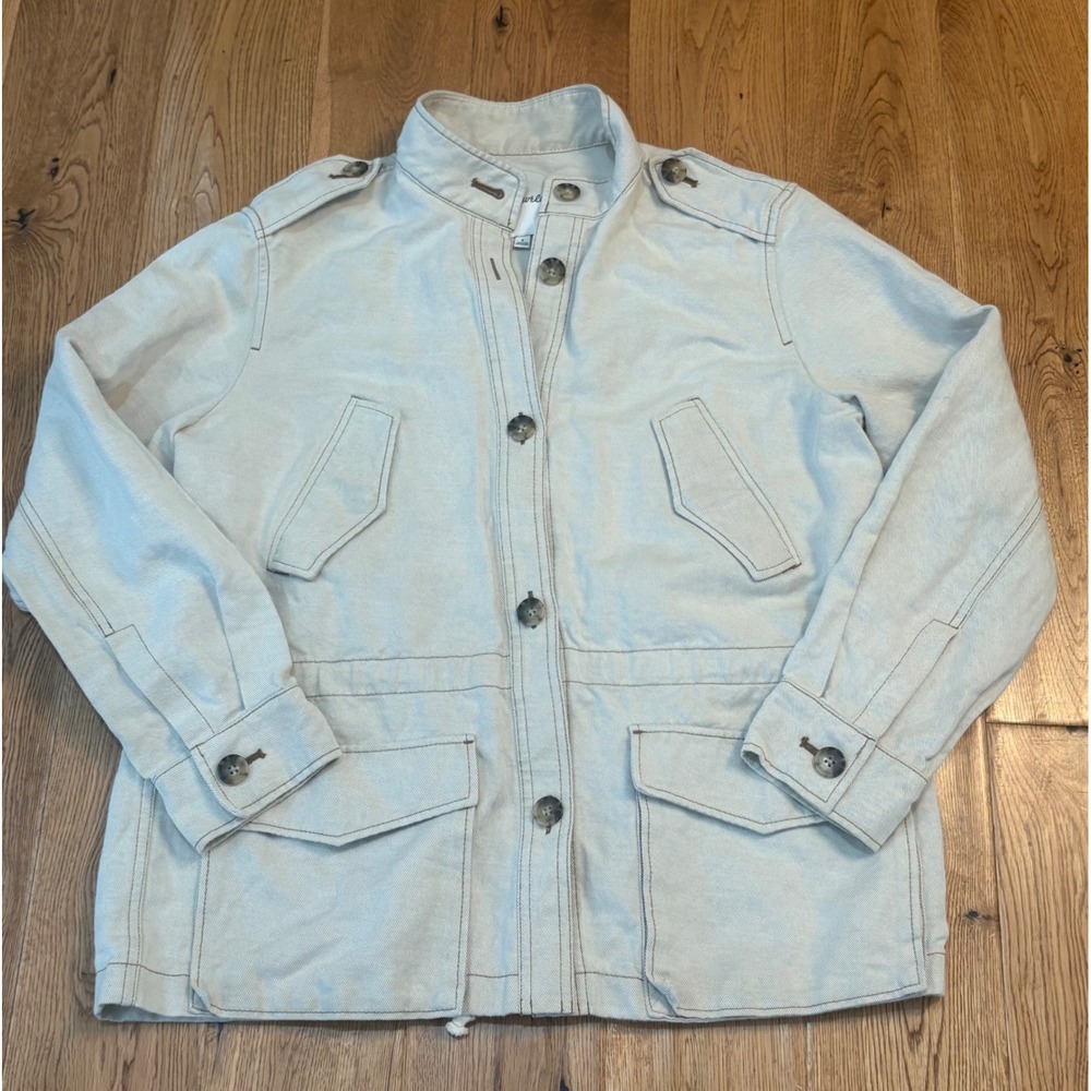 Madewell Womens Cotton Linen Field Utility Jacket Cream/Beige Small
